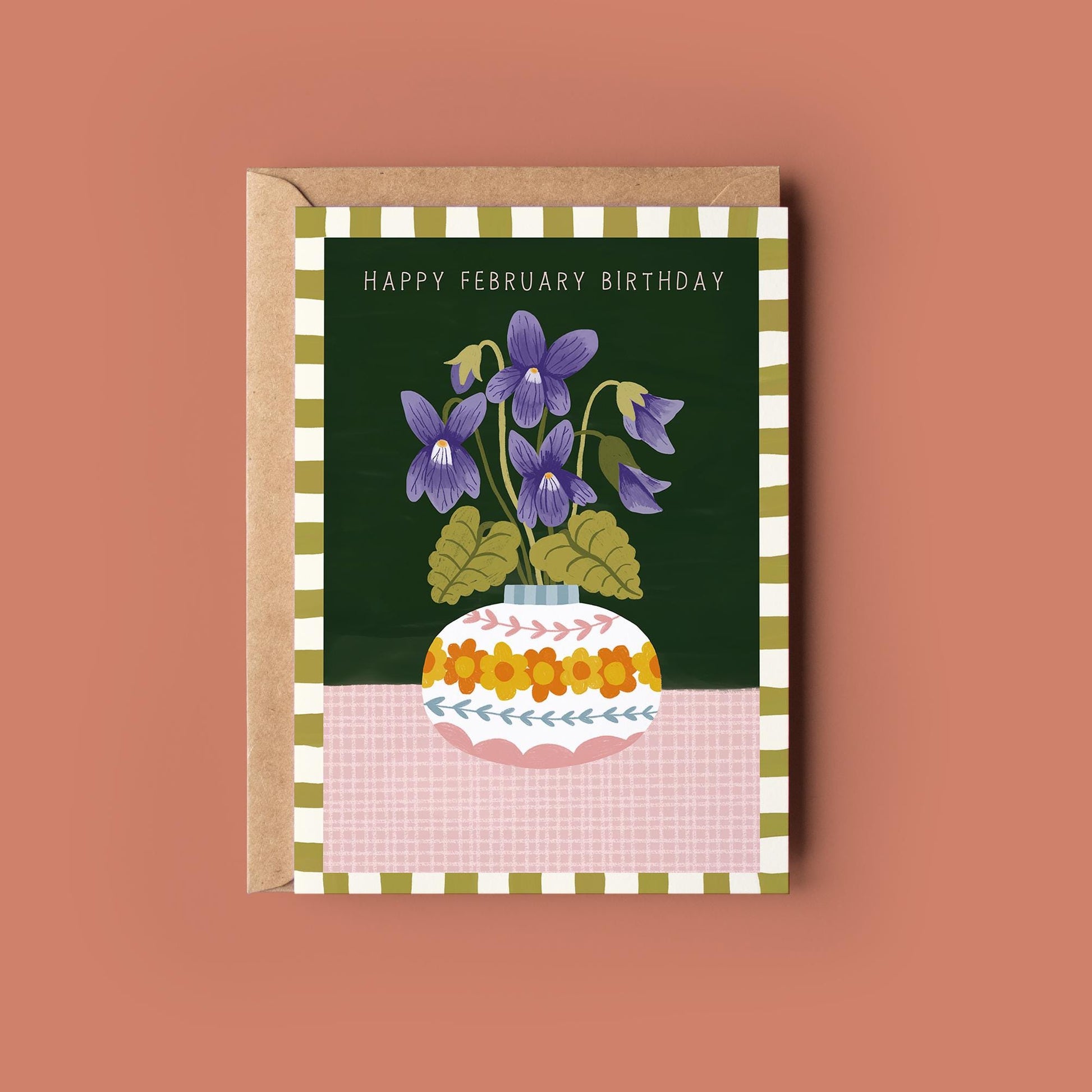 February Birth Flower 'Violet' Greetings Card - Birthday Card - Whimsical, Cottagecore, Botanical, Celestial, Floral,