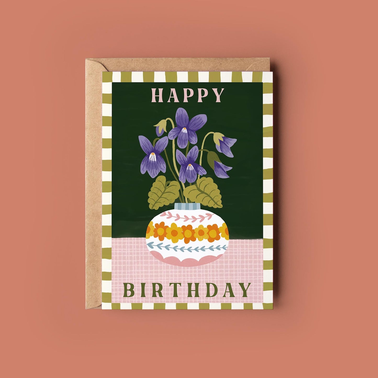 Birthday Flower 'Violet' Greetings Card - Birthday Card - Whimsical, Cottagecore, Botanical, Celestial, Floral,