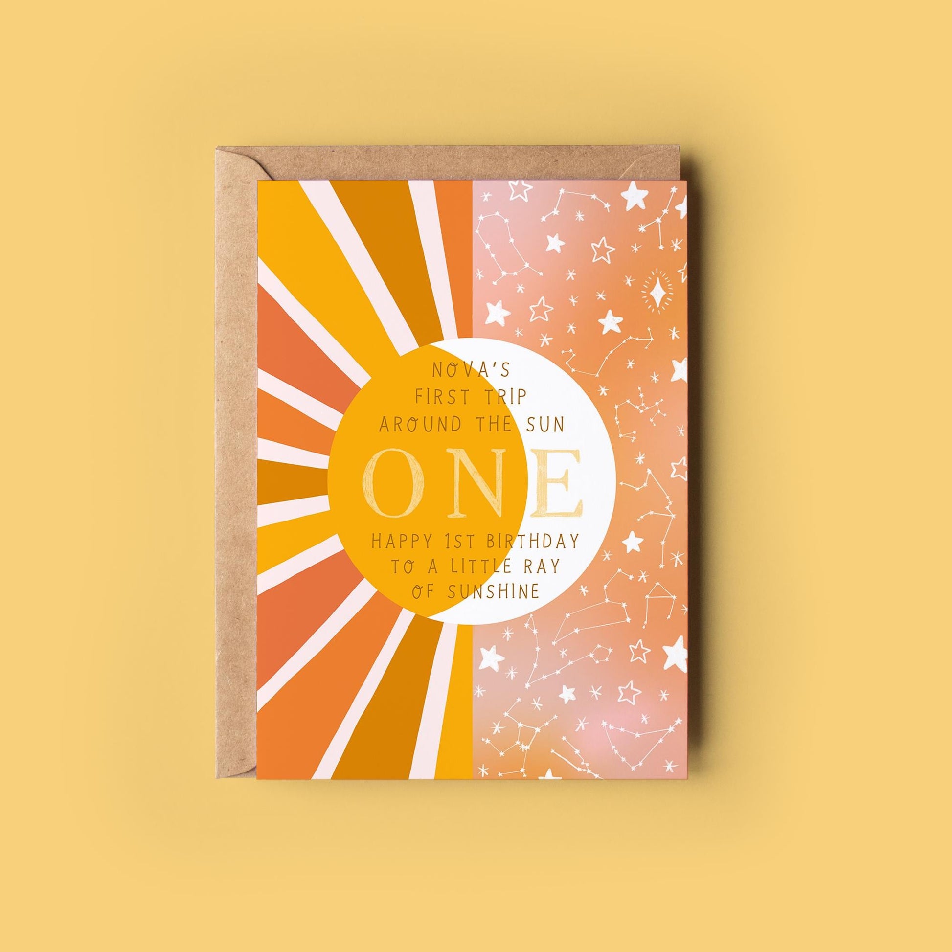 Personalised First Trip Around The Sun Birthday Card - Age 1 Birthday Card - First Birthday Milestone Greetings card-