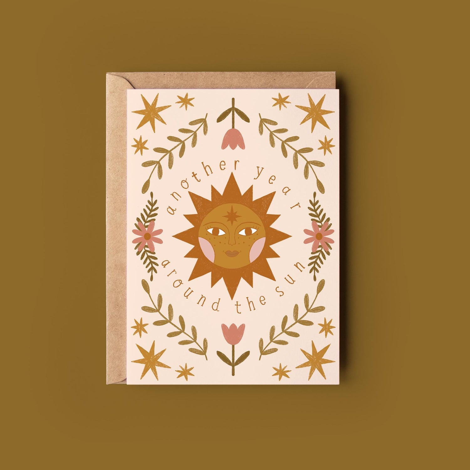 Another Year Around the Sun Greetings Card - Birthday Card - Whimsical, Witchy, Cottagecore, Botanical, Celestial, Floral, Boho