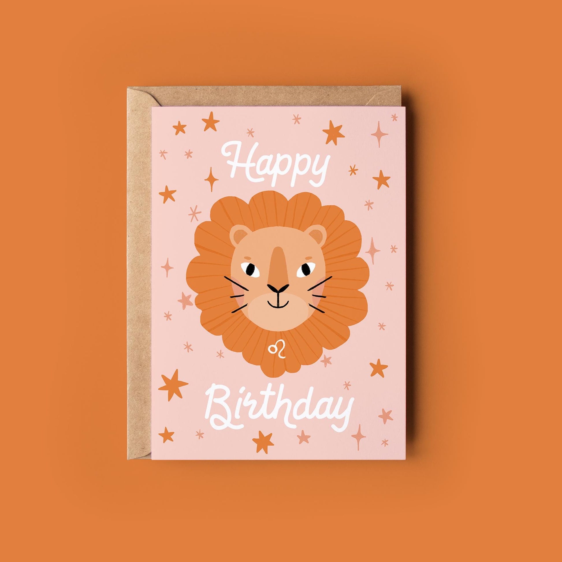Leo Zodiac Greetings Card - Birthday Star Sign Card - Astrology, Horoscope, Folk Art, Celestial, Botanical,
