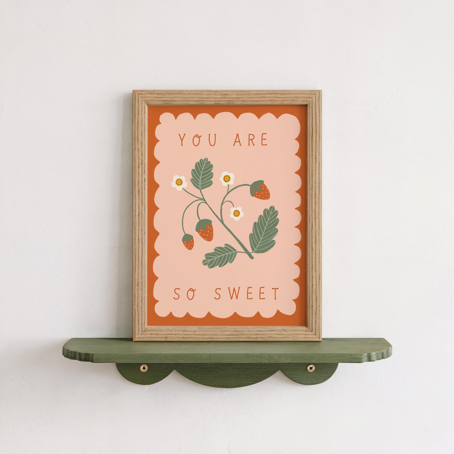 Set of 3 Personalised Strawberry Art Prints - Nursery, Kids Room, Initial, Name, Playroom Decor, Girls Room