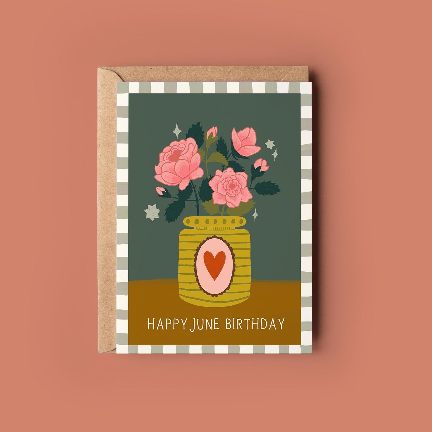 June Birthday Flower Rose Greetings Card - Birthday Card - Birth flower, Whimsical, Cottagecore, Botanical, Celestial, Floral, Boho