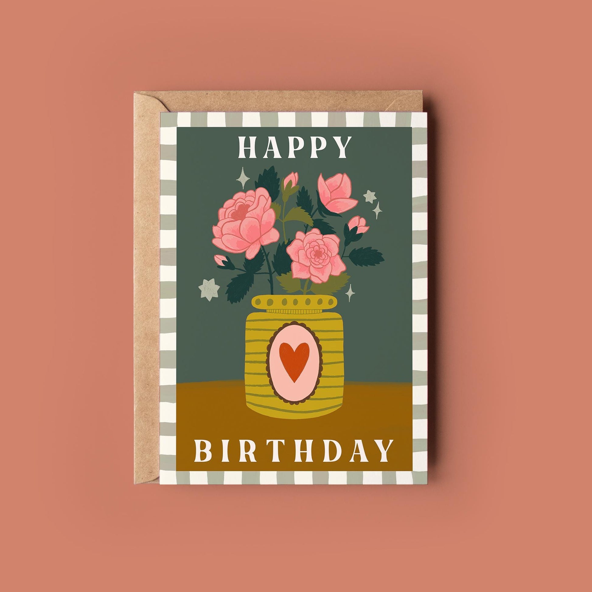 Flower Vase Greetings Card - Rose Birthday Card - Birth flower, Whimsical, Cottagecore, Botanical, Celestial, Floral, Boho