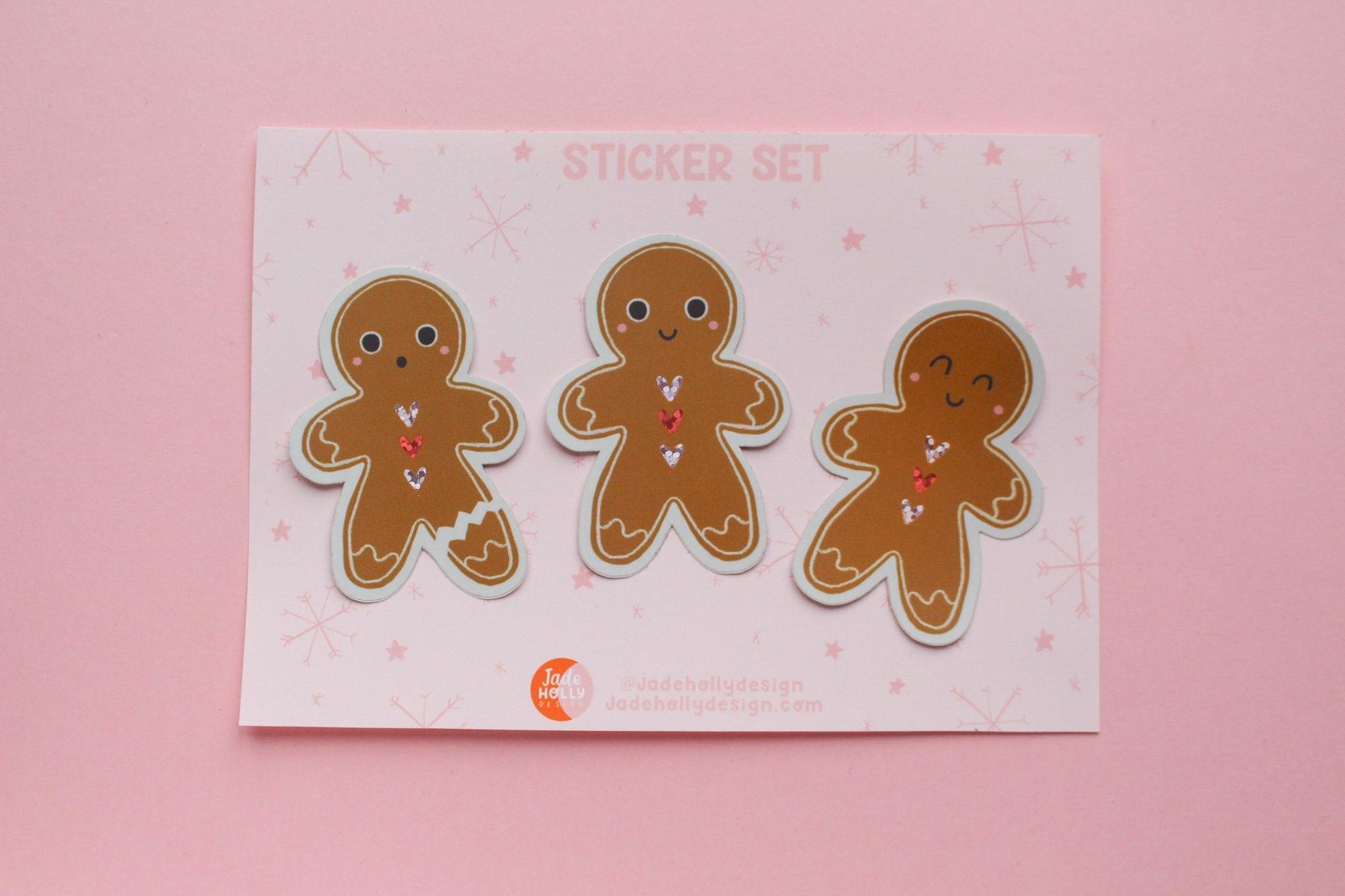 Gingerbread Glitter Vinyl Sticker Pack - Christmas Gifting, Festive, Christmas Crafts