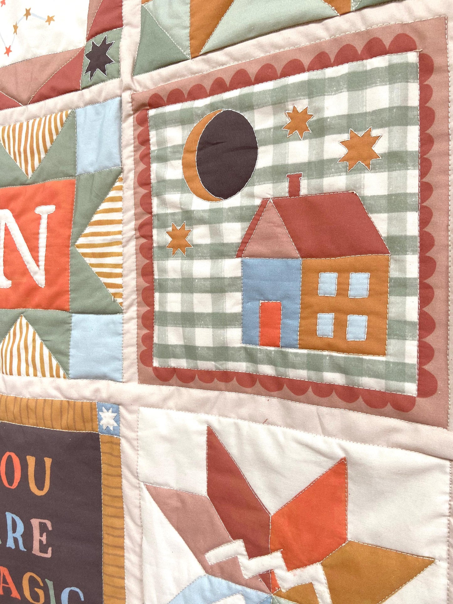 Quilted Wall Hanging - Personalised Nursery Kids Decor - Star sign, Initial, Moon Phase, Birthday - Whimsical, Colourful