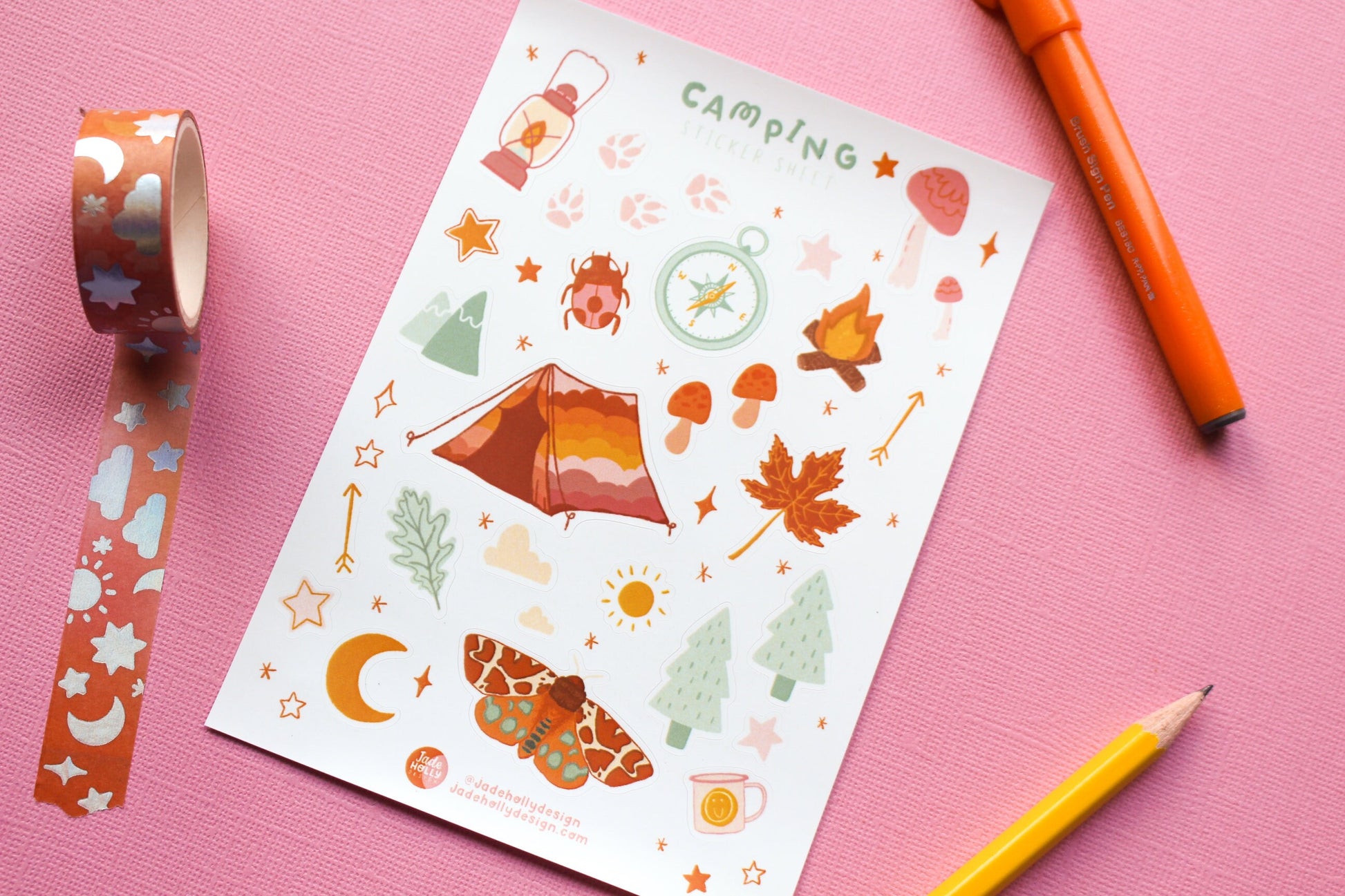 Camping Vinyl Sticker Sheet - journal stickers, scrapbook stickers, planner,