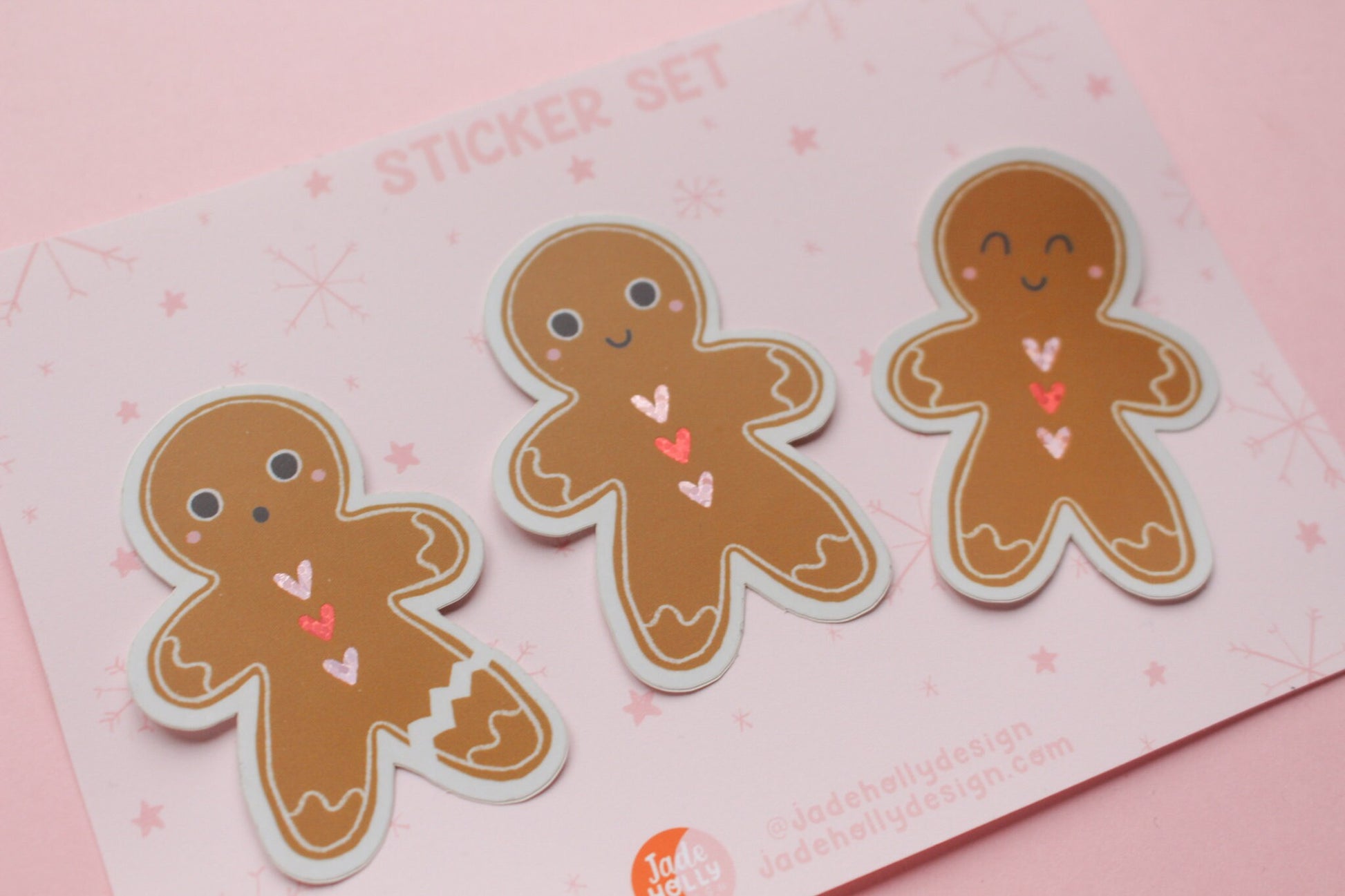 Gingerbread Glitter Vinyl Sticker Pack - Christmas Gifting, Festive, Christmas Crafts