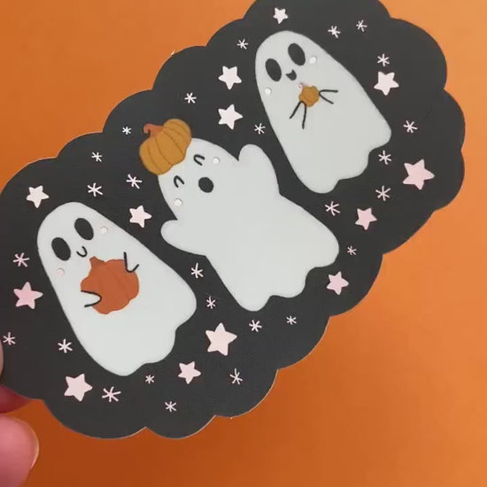 Cute Ghost Pumpkin Holographic Sticker - Matte Vinyl