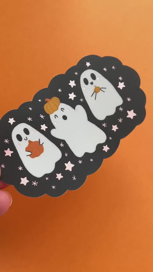 Cute Ghost Pumpkin Holographic Sticker - Matte Vinyl
